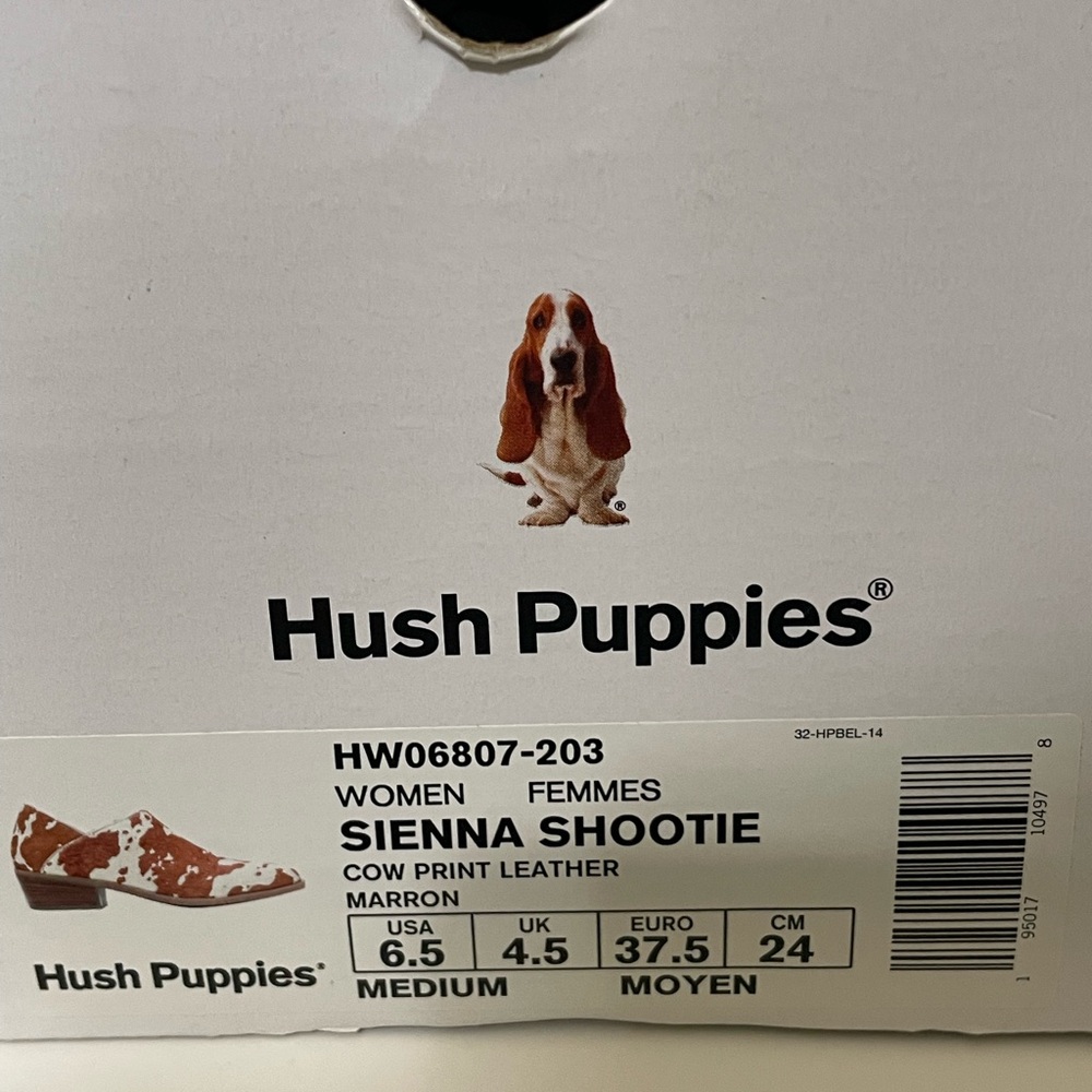 Hush Puppies Sienna Bootie/Shootie Brown Cow White Print Fur/leather Comfy 6.5 - Picture 12 of 14